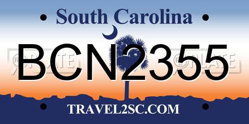 BCN2355 South Carolina License Plate