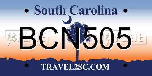 BCN505 South Carolina License Plate
