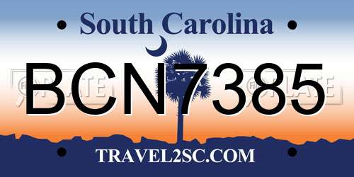 BCN7385 South Carolina License Plate