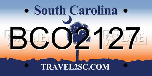 BCO2127 South Carolina License Plate