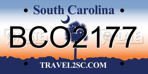 BCO2177 South Carolina License Plate