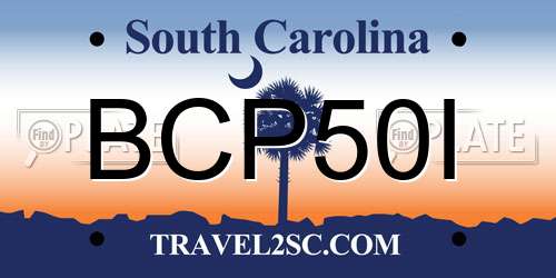 BCP50I South Carolina License Plate