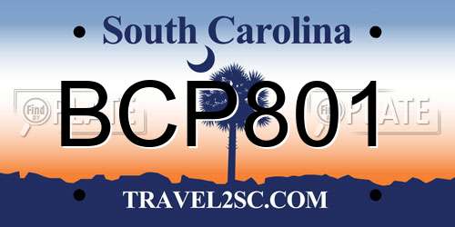 BCP801 South Carolina License Plate