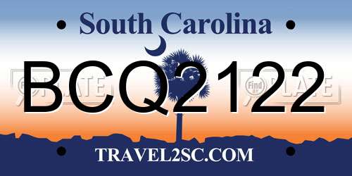 BCQ2122 South Carolina License Plate