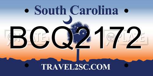 BCQ2172 South Carolina License Plate