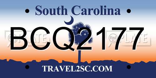 BCQ2177 South Carolina License Plate