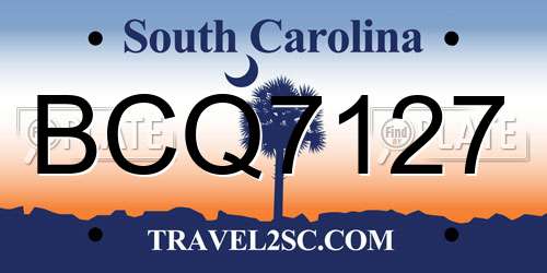 BCQ7127 South Carolina License Plate
