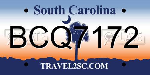 BCQ7172 South Carolina License Plate