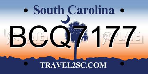 BCQ7177 South Carolina License Plate