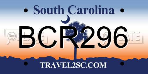 BCR296 South Carolina License Plate