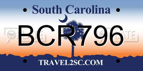 BCR796 South Carolina License Plate