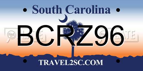 BCRZ96 South Carolina License Plate