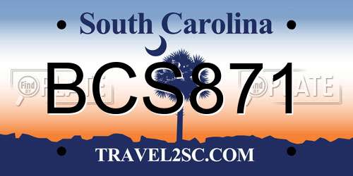 BCS871 South Carolina License Plate