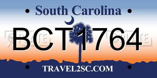 BCT1764 South Carolina License Plate