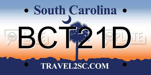 BCT21D South Carolina License Plate