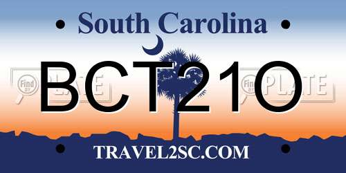 BCT21O South Carolina License Plate