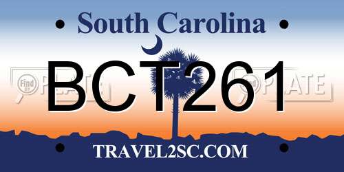 BCT261 South Carolina License Plate