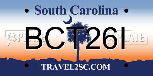 BCT26I South Carolina License Plate