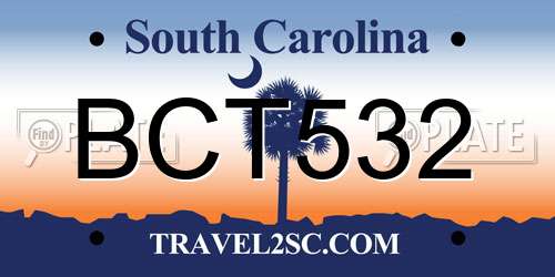 BCT532 South Carolina License Plate