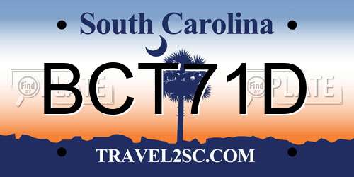 BCT71D South Carolina License Plate