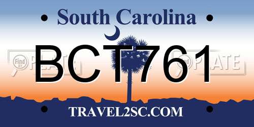 BCT761 South Carolina License Plate