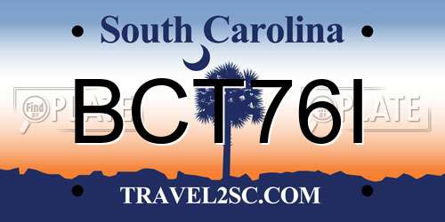 BCT76I South Carolina License Plate