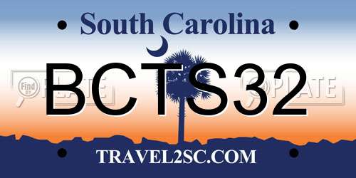BCTS32 South Carolina License Plate