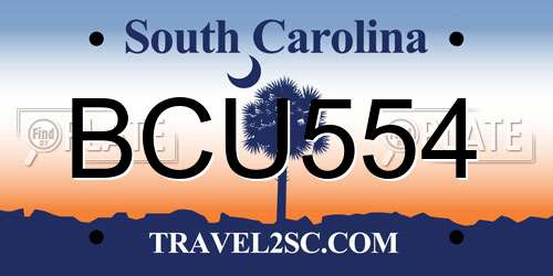 BCU554 South Carolina License Plate