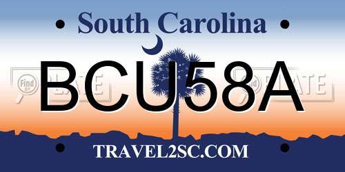 BCU58A South Carolina License Plate