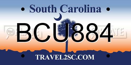 BCU884 South Carolina License Plate