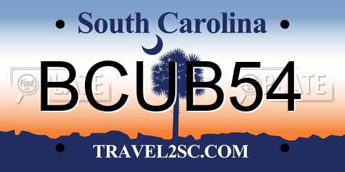 BCUB54 South Carolina License Plate