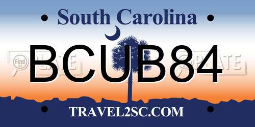 BCUB84 South Carolina License Plate