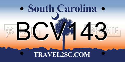 BCV143 South Carolina License Plate