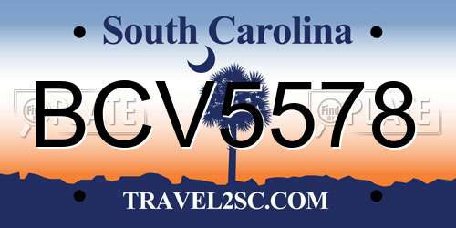 BCV5578 South Carolina License Plate