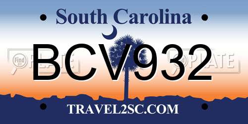 BCV932 South Carolina License Plate