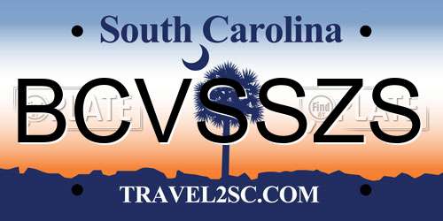 BCVSSZS South Carolina License Plate