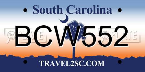 BCW552 South Carolina License Plate