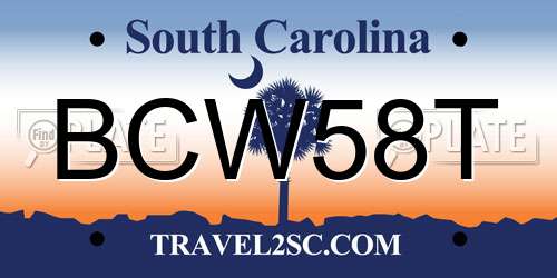 BCW58T South Carolina License Plate