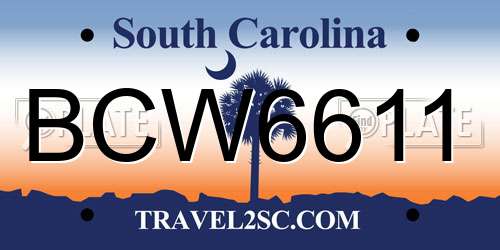 BCW6611 South Carolina License Plate