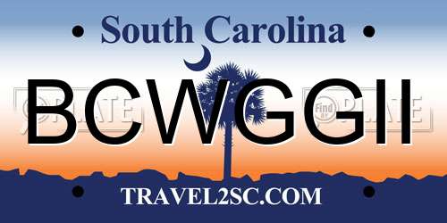 BCWGGII South Carolina License Plate