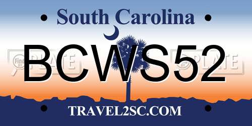 BCWS52 South Carolina License Plate