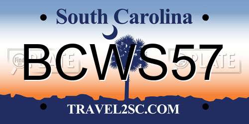 BCWS57 South Carolina License Plate
