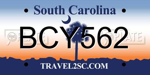 BCY562 South Carolina License Plate