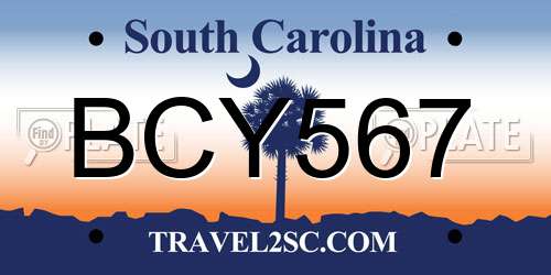 BCY567 South Carolina License Plate