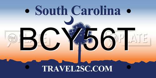 BCY56T South Carolina License Plate