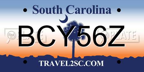 BCY56Z South Carolina License Plate