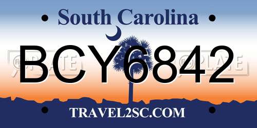 BCY6842 South Carolina License Plate