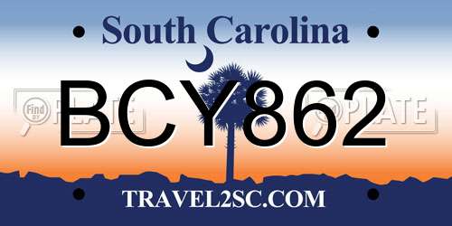 BCY862 South Carolina License Plate