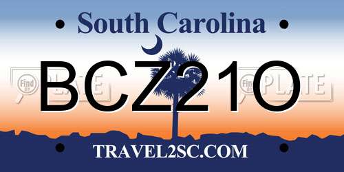 BCZ21O South Carolina License Plate