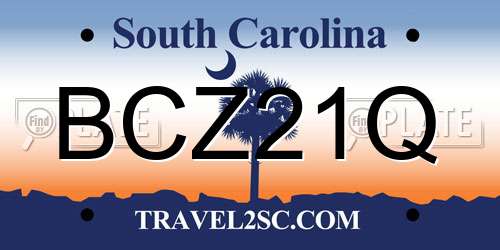BCZ21Q South Carolina License Plate